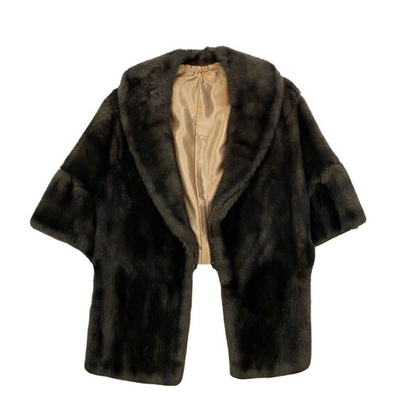 New With Original Tags Vintage Brown Faux‎ Fur Capelet Shawl One Size